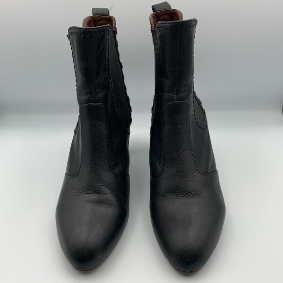 See by Chloé Dasha Studded Textured-Leather Ankle Boots Black Size 38 - Picture 4 of 12